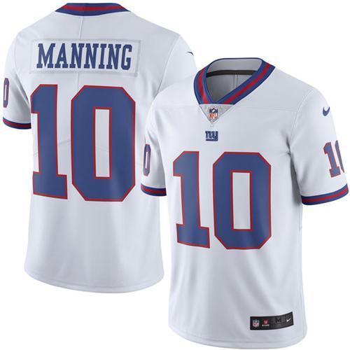 Nike Giants #10 Eli Manning White Men's Stitched NFL Limited Rush Jersey - Click Image to Close